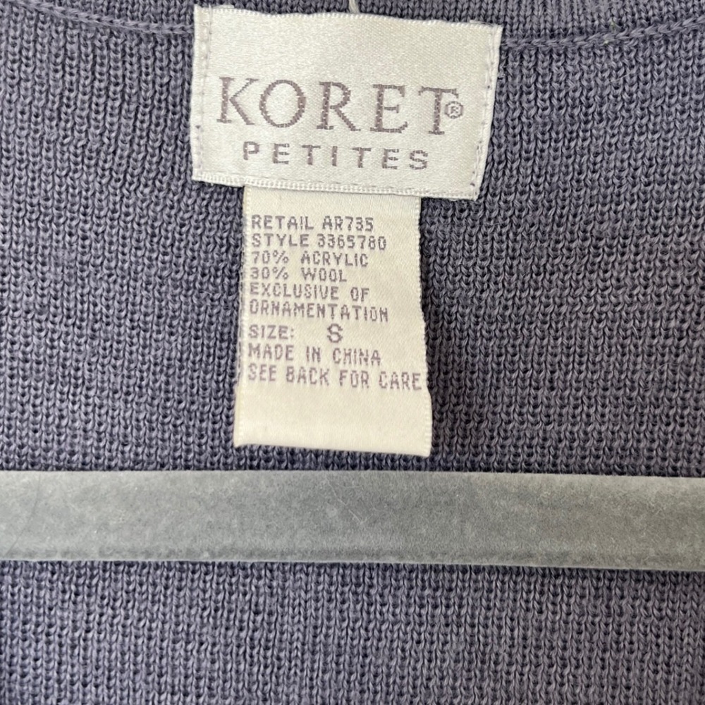 90s Koret‎ Petites Vintage Purple Embroidered Button Wool Blend Sweater Vest - Picture 8 of 11